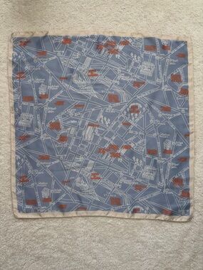 Paris Map Scarf Blue Travel Print Square City Map Souvenir Scarf